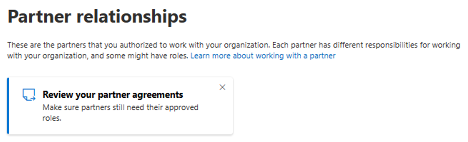 Microsoft 365 Admin Center screen where the customer reviews and accepts the reseller relationship and Microsoft Customer Agreement