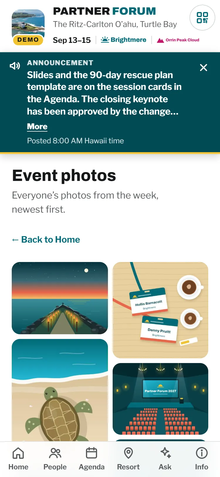 The photo wall gallery with illustrated event scenes
